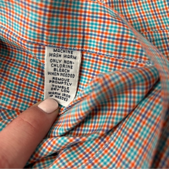 Ralph Lauren Mens Classic Fit Orange and Blue Plaid Button Down Size Small - Picture 8 of 8
